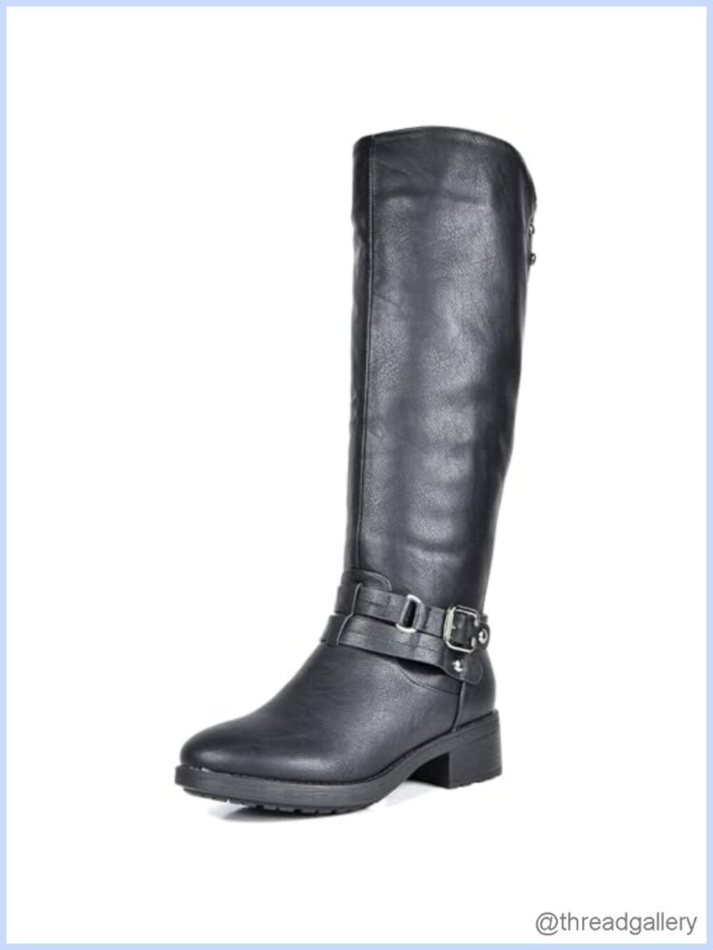 Women's Knee High Buckle Riding Boots Faux Leather Fur Lined